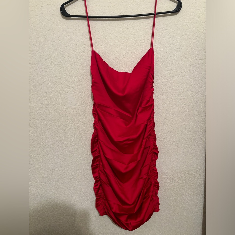 Elegant Red Ruched Dress